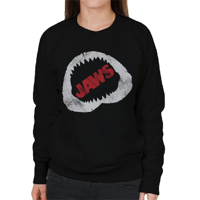 Jaws Bite Red Text Women's Sweatshirt Hoodie with Relaxed Fit Easy Casual