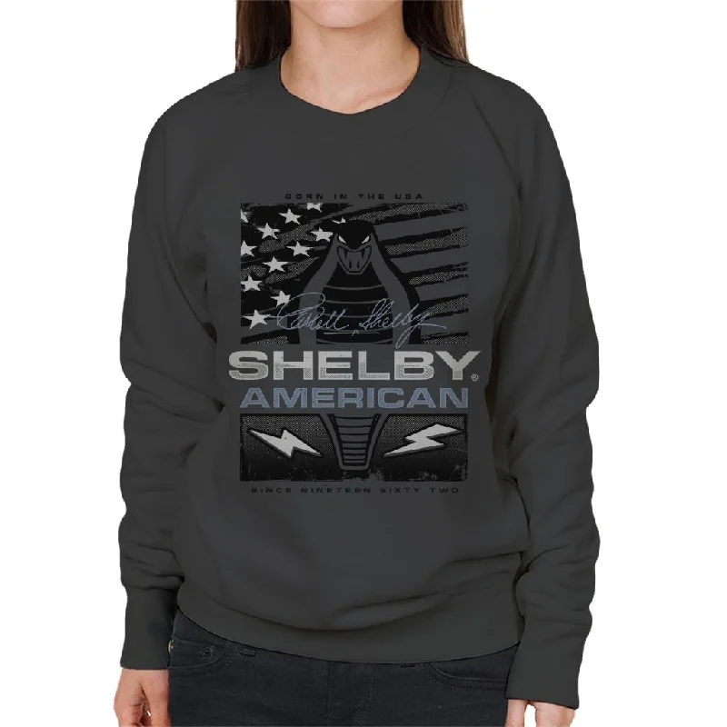 Shelby American 1962 Born In The USA Women's Sweatshirt Hoodie with Hem Detail Decorative Unique Shelby American 1962 Born In The USA Women's Sweatshirt Hoodie with Hem Detail Decorative Unique