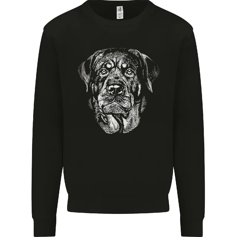 A Monochrome Rottweiler Dog Mens Sweatshirt Jumper Hoodie with Embroidery Detailed Premium A Monochrome Rottweiler Dog Mens Sweatshirt Jumper Hoodie with Embroidery Detailed Premium