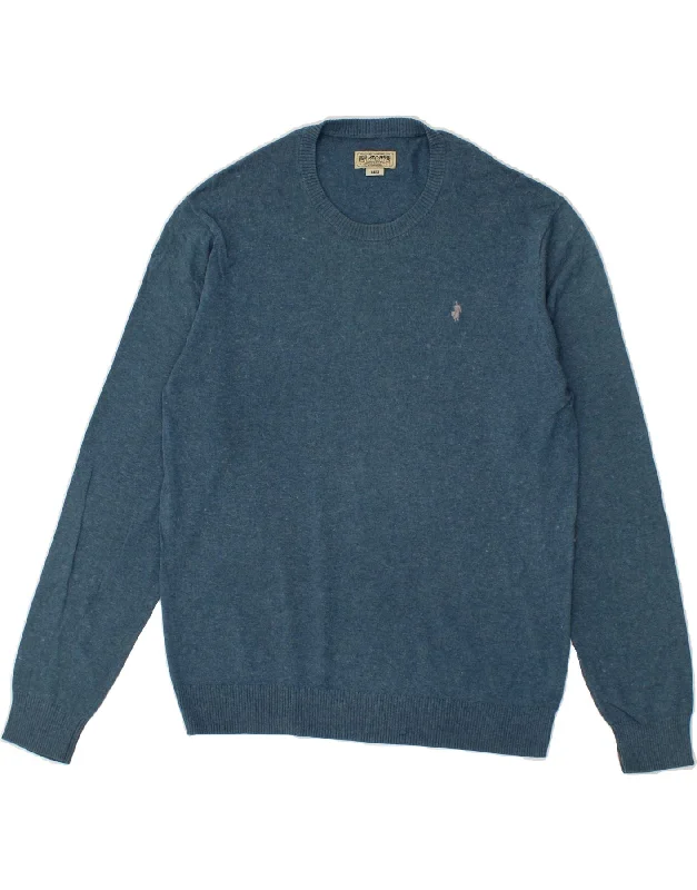 MARLBORO CLASSICS Mens Crew Neck Jumper Sweater XL Blue Cotton Beaded Sweater Sequined Faux Fur MARLBORO CLASSICS Mens Crew Neck Jumper Sweater XL Blue Cotton Beaded Sweater Sequined Faux Fur