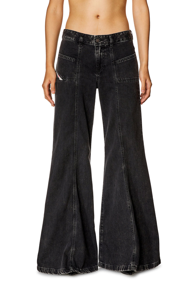 Bootcut and Flare Jeans - D-Akii Trendy Wide-Leg High-Waist Denim
