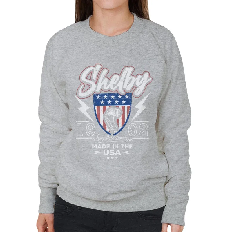 Shelby 1962 Made In The USA Women's Sweatshirt Hoodie with Hem Frayed Vintage Worn