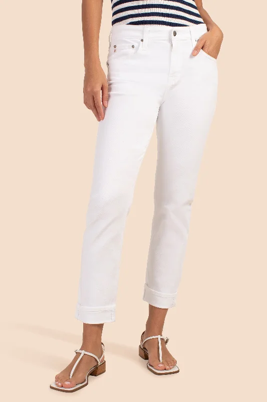 AG Women's Ex-Boyfriend White Slim Slouchy Jean Cozy Relaxed Fit Denim Jeans