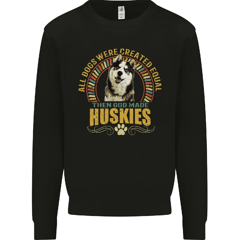 A Huskies Dog Mens Sweatshirt Jumper Hoodie with Distressed Vintage Worn