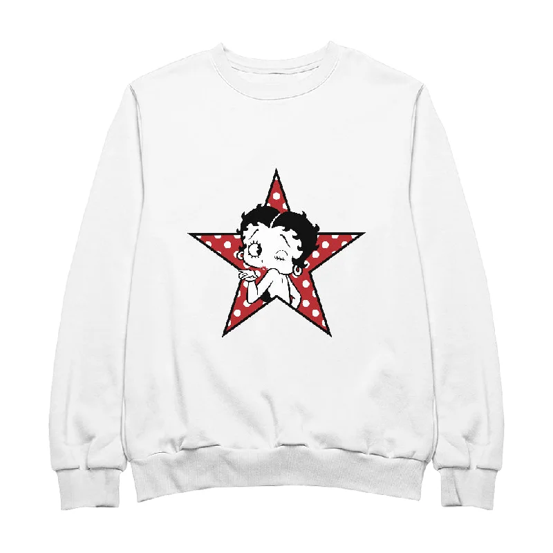Betty Boop Wink Polka Dot Star Women's Sweatshirt Hoodie with Pattern Geometric Abstract Betty Boop Wink Polka Dot Star Women's Sweatshirt Hoodie with Pattern Geometric Abstract