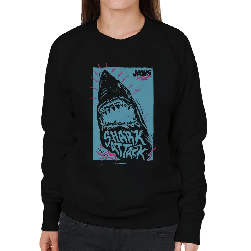 Jaws Shark Attack Wave Women's Sweatshirt Hoodie with Ribbed Hem Stretchable Secure
