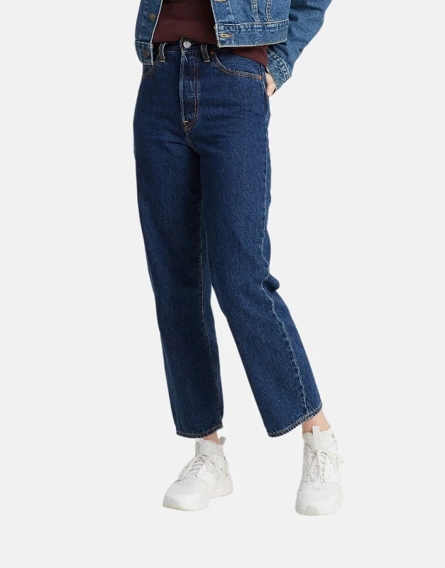 Levi's Ribcage Ankle Noe Dark Minera Jeans Chic Rolled Cuff Denim Jeans