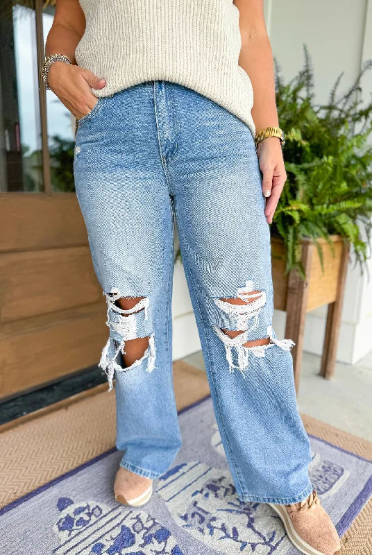 Olivia High Rise Wide Leg Jeans Trendy Flared Leg Jeans