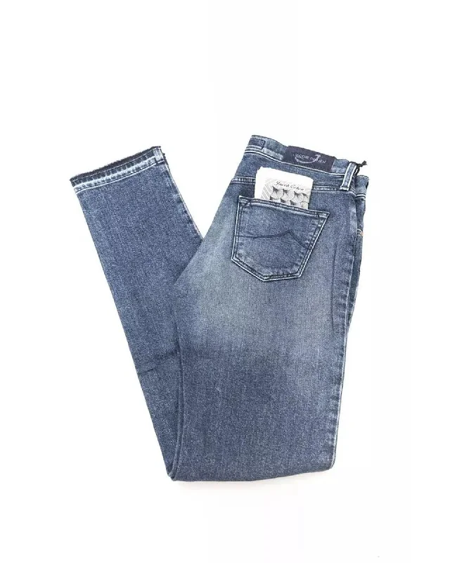 Jacob Cohen 622 Comfort Slim Fit Jeans Fashionable Raw Edge Jeans