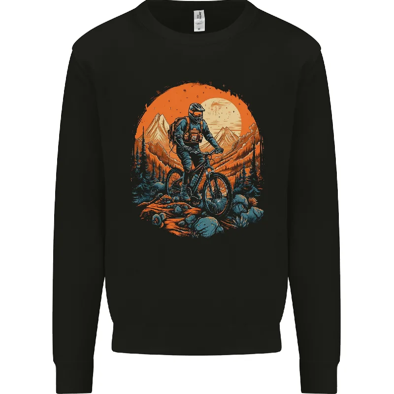 A Mountain Biker in the Wilderness Bike MTB Mens Sweatshirt Jumper Hoodie with Hem Fringe Bohemian Relaxed A Mountain Biker in the Wilderness Bike MTB Mens Sweatshirt Jumper Hoodie with Hem Fringe Bohemian Relaxed