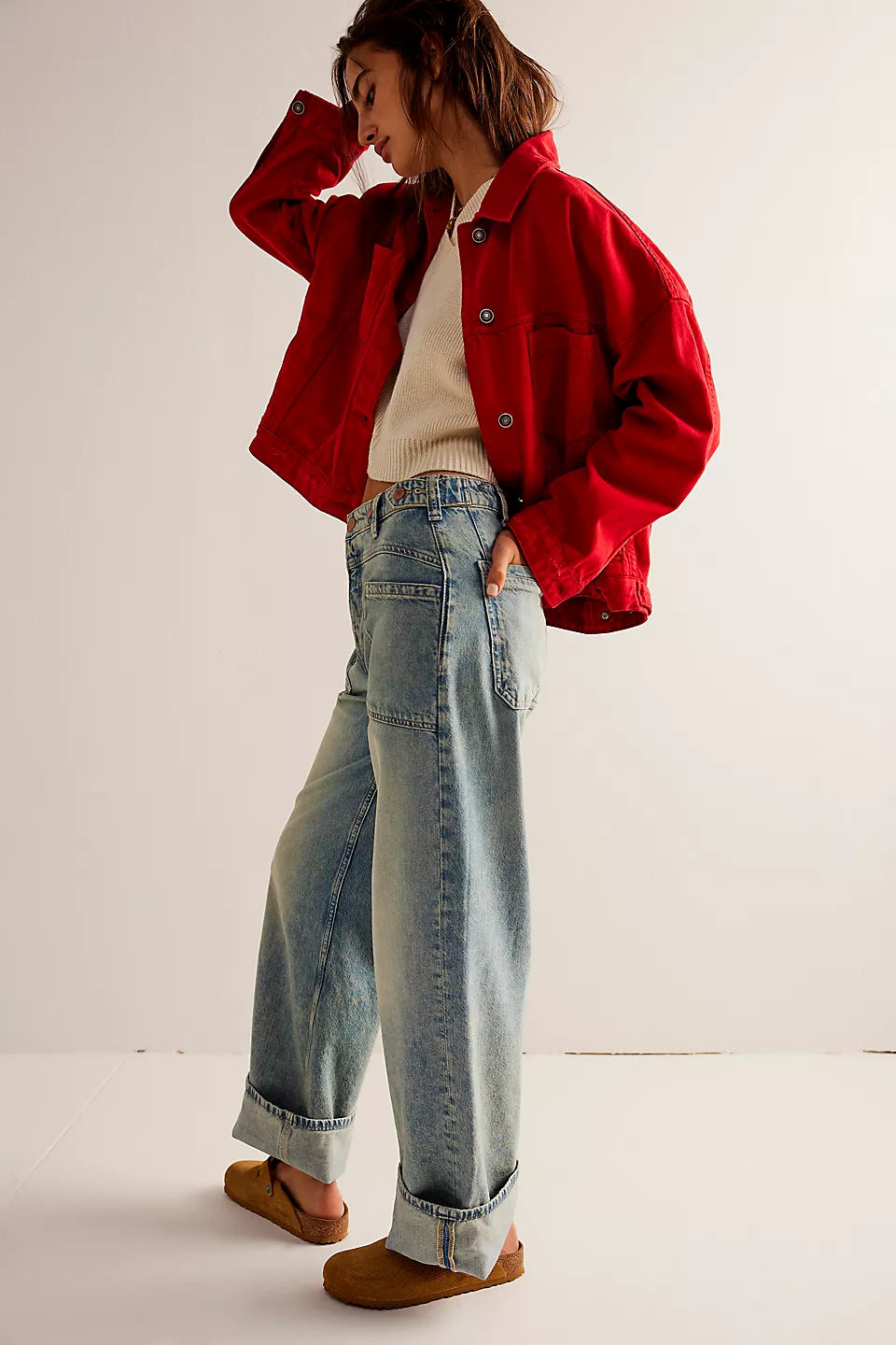 Free People We The Free Palmer Cuffed Jeans - La La Land Fashionable Frayed Hem Denim Free People We The Free Palmer Cuffed Jeans - La La Land Fashionable Frayed Hem Denim