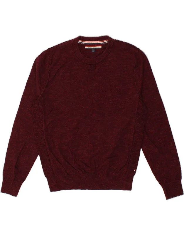 TOMMY HILFIGER Mens Crew Neck Jumper Sweater Medium Burgundy Flecked Hooded Sweater Collared Sweater Shawl Collar TOMMY HILFIGER Mens Crew Neck Jumper Sweater Medium Burgundy Flecked Hooded Sweater Collared Sweater Shawl Collar