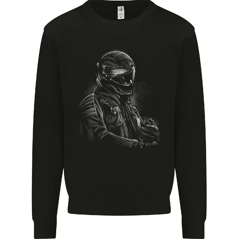 A Monochrome Biker Motorcycle Motorbike Mens Sweatshirt Jumper Hoodie with Side Slits Relaxed Casual A Monochrome Biker Motorcycle Motorbike Mens Sweatshirt Jumper Hoodie with Side Slits Relaxed Casual