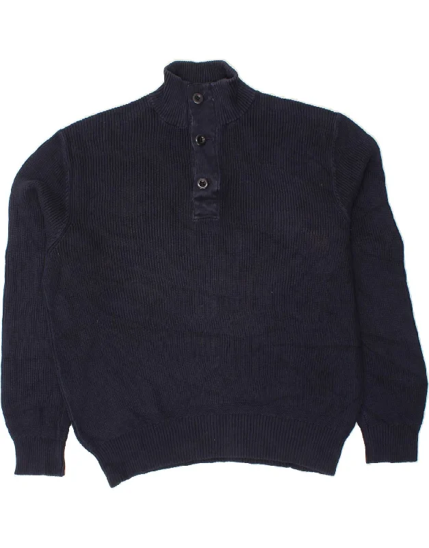 POLO RALPH LAUREN Mens Button Neck Jumper Sweater Large Navy Blue Cotton Stretchy Elastic Breathable POLO RALPH LAUREN Mens Button Neck Jumper Sweater Large Navy Blue Cotton Stretchy Elastic Breathable