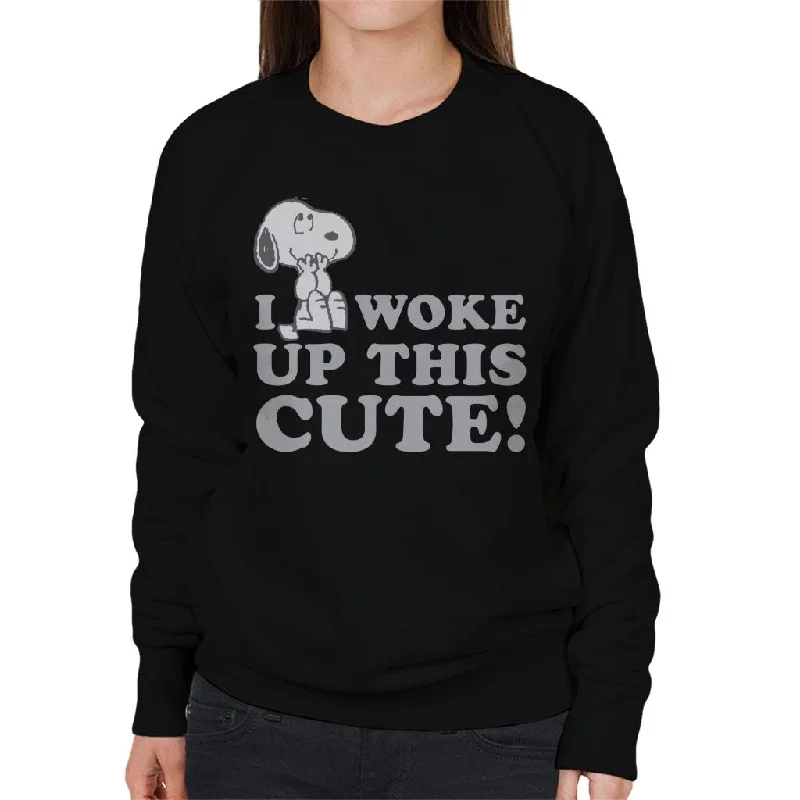 Peanuts Snoopy I Woke Up This Cute Women's Sweatshirt Hoodie with Drop Shoulder Relaxed Streetwear Peanuts Snoopy I Woke Up This Cute Women's Sweatshirt Hoodie with Drop Shoulder Relaxed Streetwear