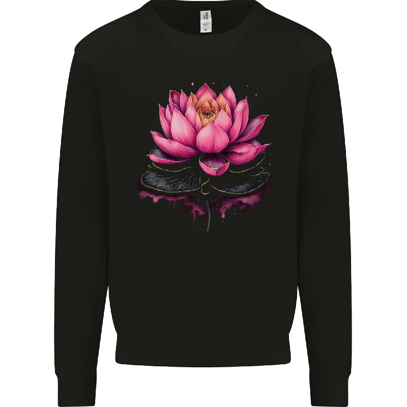 A Lotus Flower Gothic Goth Mens Sweatshirt Jumper Hoodie with Turtle Neck Cozy Winter A Lotus Flower Gothic Goth Mens Sweatshirt Jumper Hoodie with Turtle Neck Cozy Winter