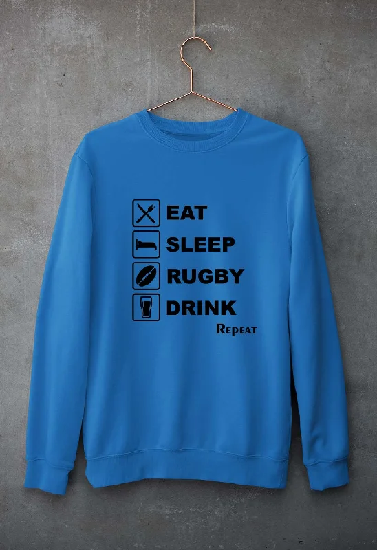 Rugby Unisex Sweatshirt for Men/Women Hoodie with Puffed Sleeves Voluminous Trendy