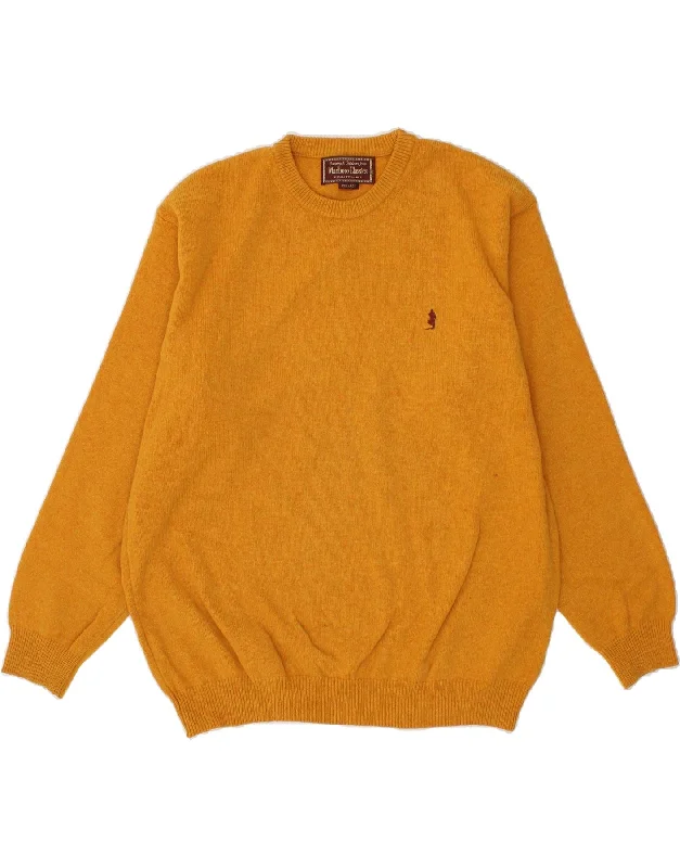 MARLBORO CLASSICS Mens Crew Neck Jumper Sweater 2XL Yellow Wool Neon Metallic Matte