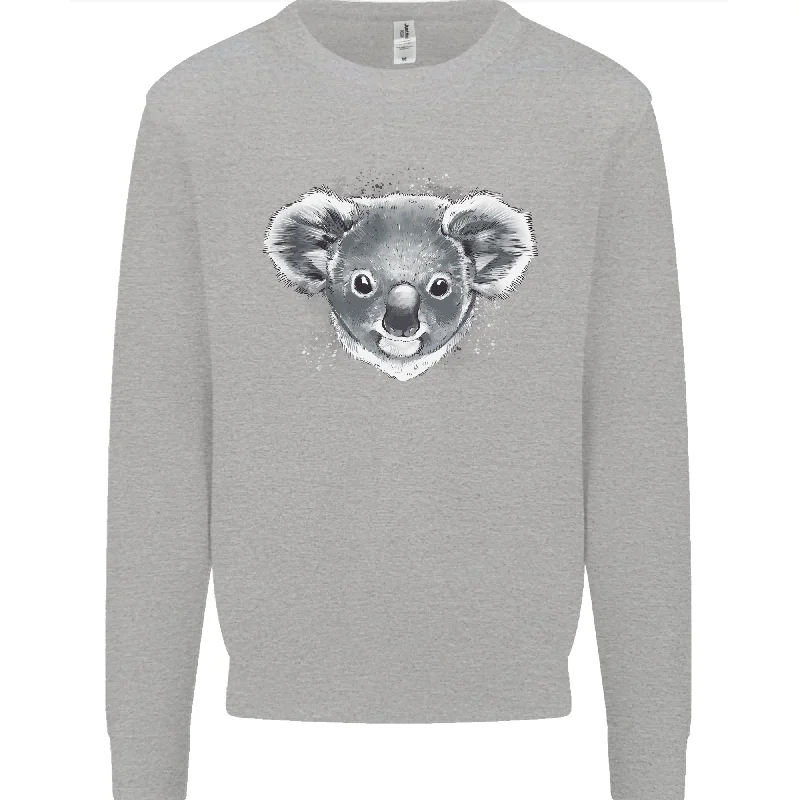 A Koala Bear Head Mens Sweatshirt Jumper Hoodie with Front Slit Layering Stylish