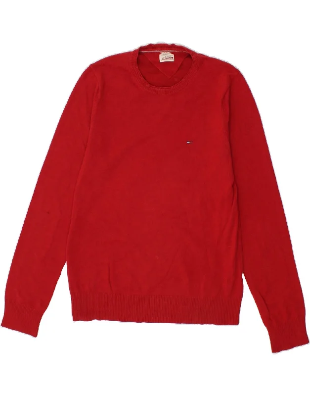 TOMMY HILFIGER Mens Crew Neck Jumper Sweater Medium Red Cotton Embroidered Appliqued Beaded TOMMY HILFIGER Mens Crew Neck Jumper Sweater Medium Red Cotton Embroidered Appliqued Beaded