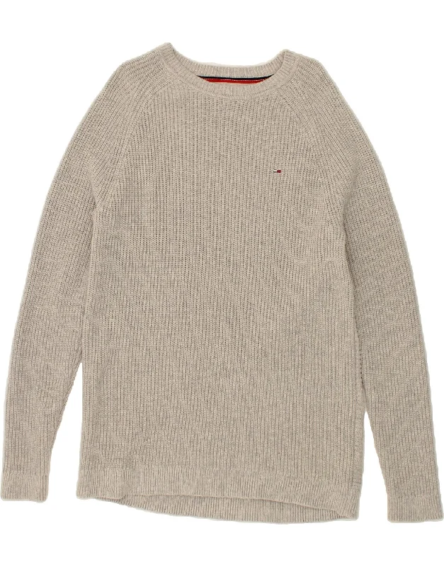 TOMMY HILFIGER Mens Boat Neck Jumper Sweater 2XL Grey Cotton Casual Formal Business