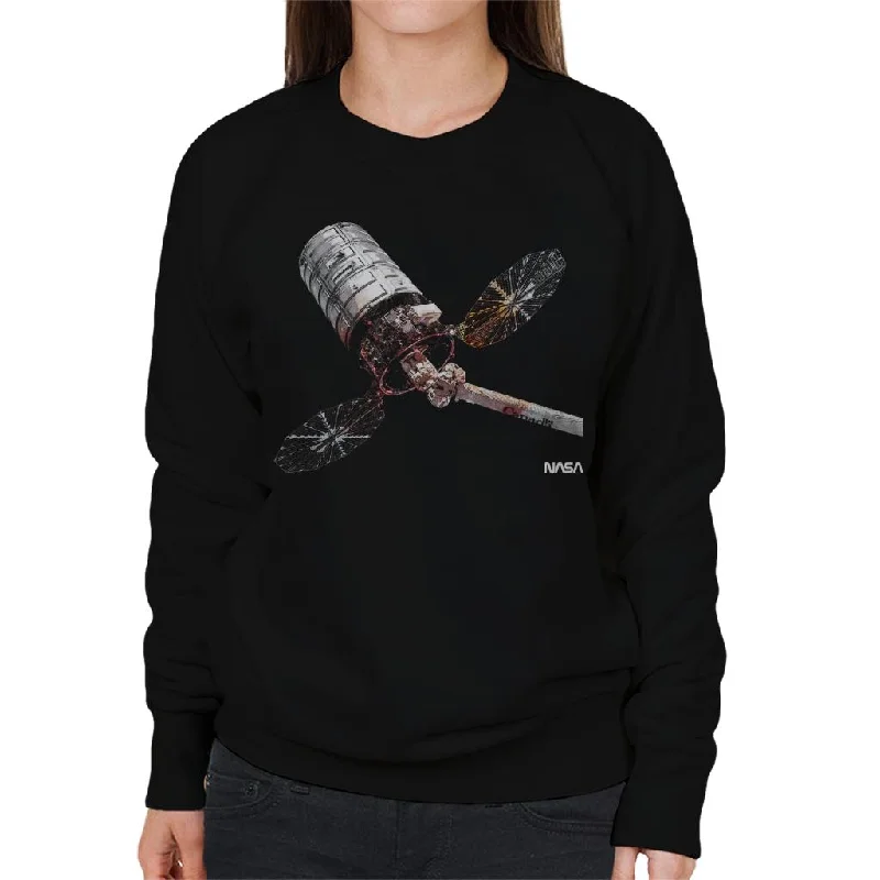 NASA Cygnus Enhanced Cargo Spacecraft Women's Sweatshirt Hoodie with Longline Fit Extended Stylish NASA Cygnus Enhanced Cargo Spacecraft Women's Sweatshirt Hoodie with Longline Fit Extended Stylish