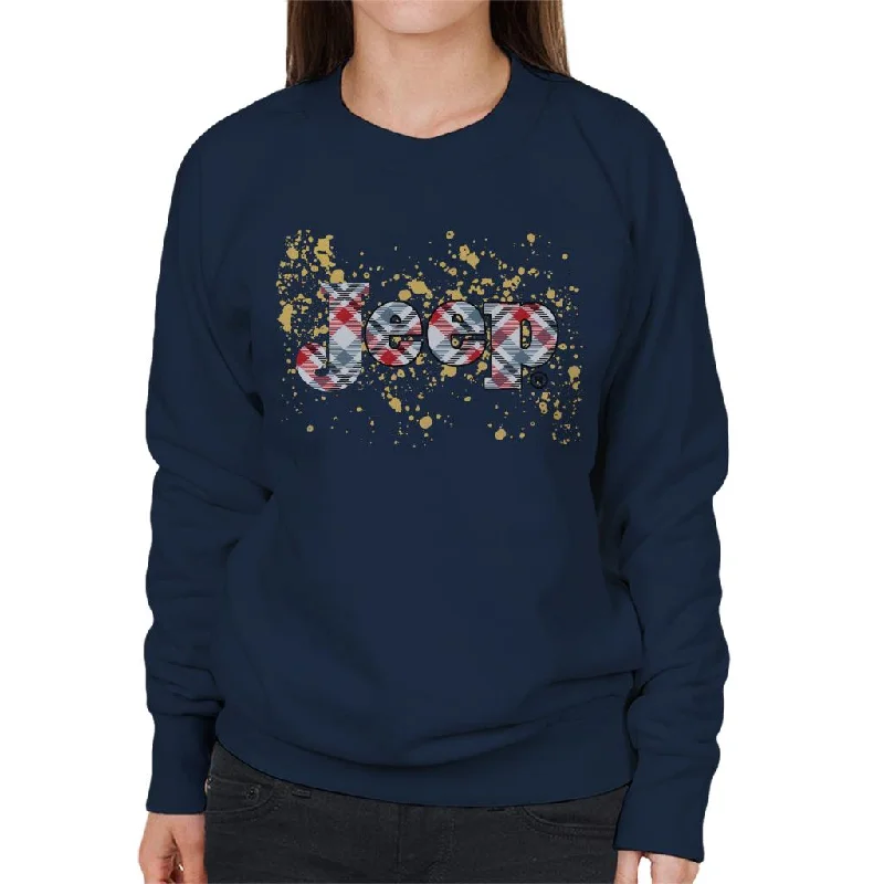 Jeep Splattered Logo Women's Sweatshirt Hoodie with Rolled Sleeves Casual Relaxed