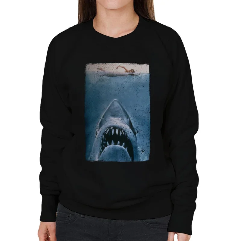 Jaws Classic Poster Stalking Prey Women's Sweatshirt Hoodie with Half-Zip Sporty Casual Jaws Classic Poster Stalking Prey Women's Sweatshirt Hoodie with Half-Zip Sporty Casual