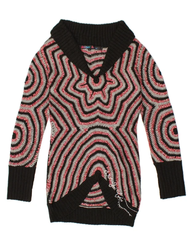 DESIGUAL Womens Longline Shawl Neck Jumper Sweater UK 14 Large Grey Beaded Sweater Sequined Faux Fur DESIGUAL Womens Longline Shawl Neck Jumper Sweater UK 14 Large Grey Beaded Sweater Sequined Faux Fur