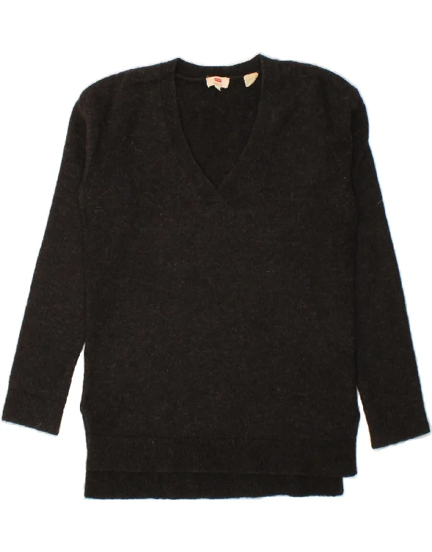 LEVI'S Womens Longline V-Neck Jumper Sweater UK 10 Small Black Lightweight Heavyweight Midweight LEVI'S Womens Longline V-Neck Jumper Sweater UK 10 Small Black Lightweight Heavyweight Midweight