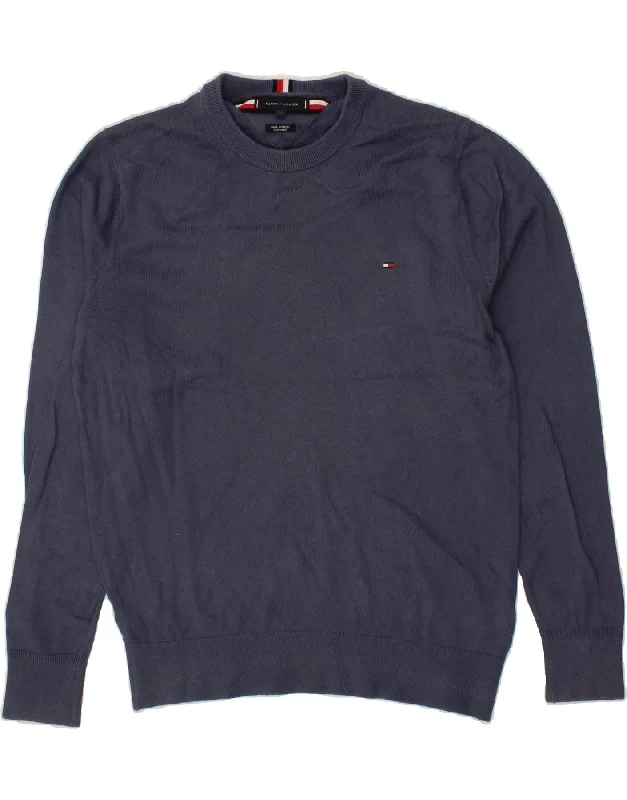 TOMMY HILFIGER Mens Crew Neck Jumper Sweater Large Navy Blue Cotton Long Sweater Short Sweater Cropped Sweater TOMMY HILFIGER Mens Crew Neck Jumper Sweater Large Navy Blue Cotton Long Sweater Short Sweater Cropped Sweater