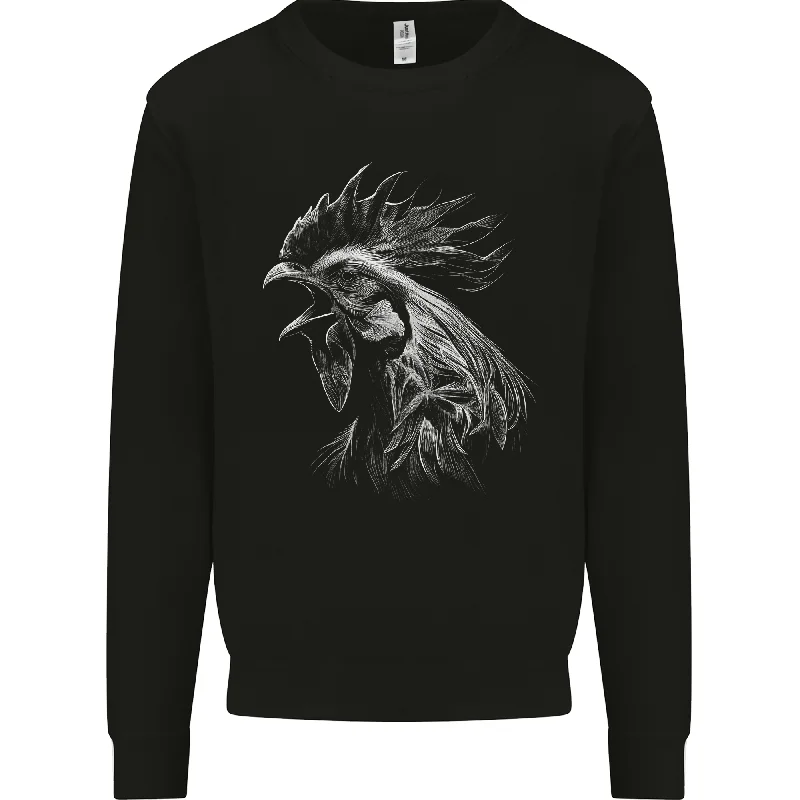 A Monochrome Rooster Farmer Farming Mens Sweatshirt Jumper Hooded Sweatshirt Casual Wear Street Style A Monochrome Rooster Farmer Farming Mens Sweatshirt Jumper Hooded Sweatshirt Casual Wear Street Style