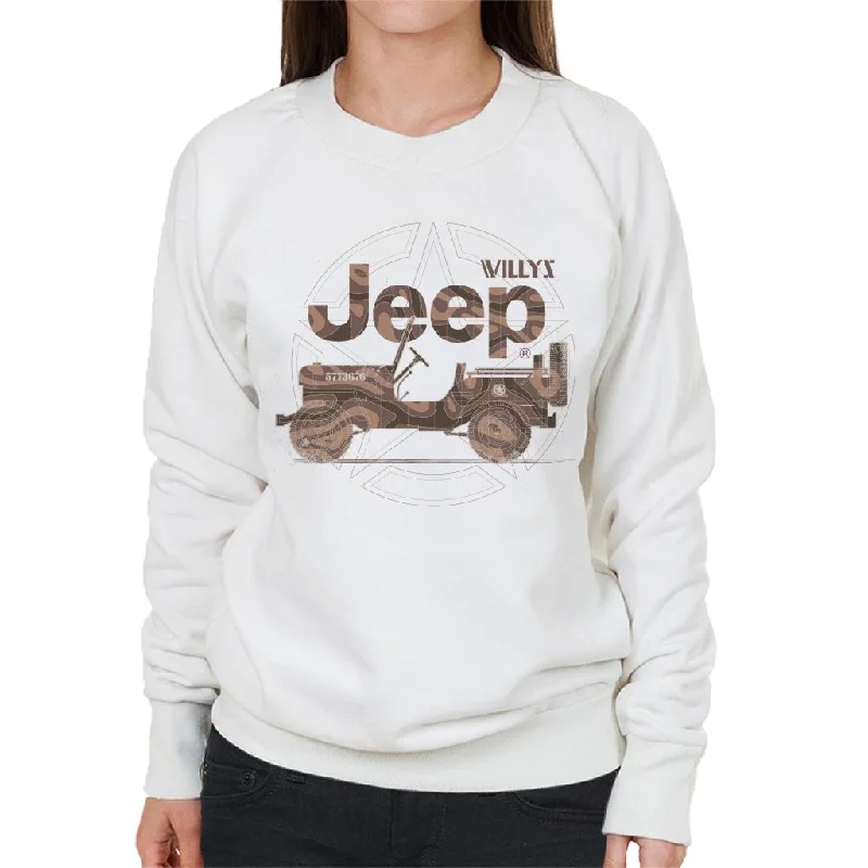 Jeep Willys MA Star Women's Sweatshirt Hoodie with Ribbed Hem Stretchable Secure