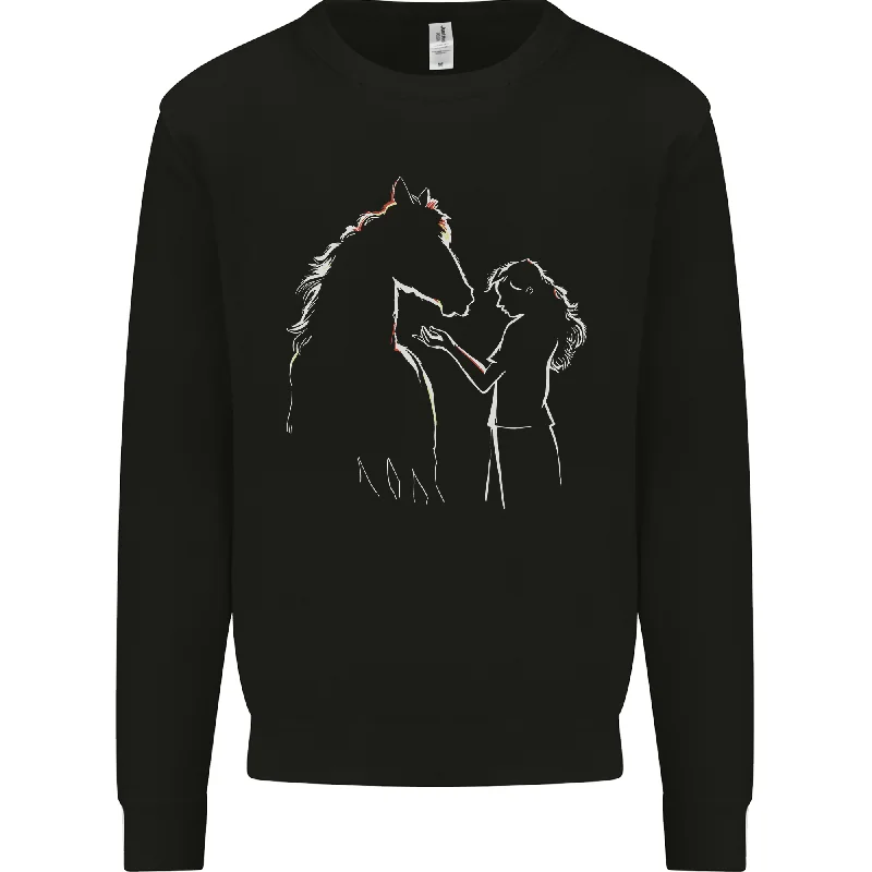 A Horse and Girl Equestrian Riding Mens Sweatshirt Jumper Hoodie with Rolled Sleeves Casual Relaxed A Horse and Girl Equestrian Riding Mens Sweatshirt Jumper Hoodie with Rolled Sleeves Casual Relaxed