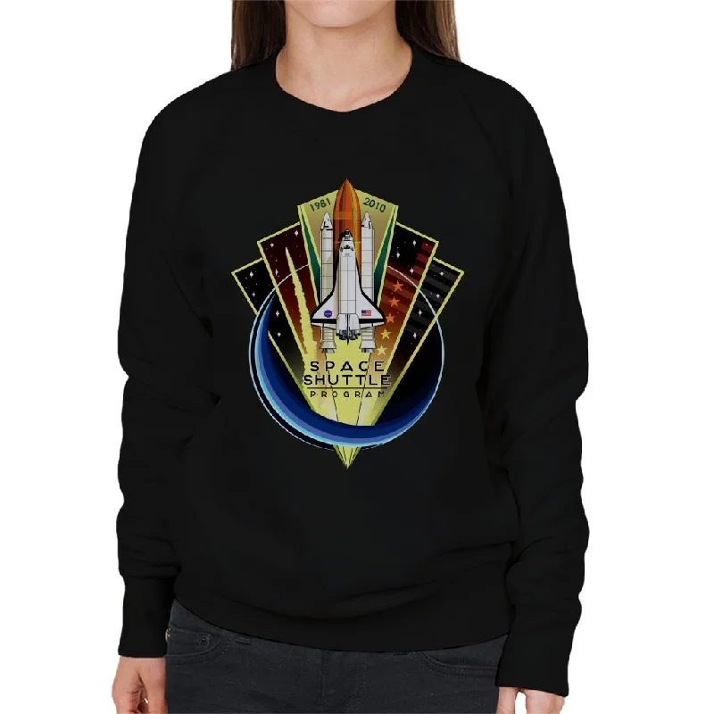 NASA Shuttle Program Commemorative Emblem Women's Sweatshirt Hoodie with Hem Ribbing Snug Secure NASA Shuttle Program Commemorative Emblem Women's Sweatshirt Hoodie with Hem Ribbing Snug Secure