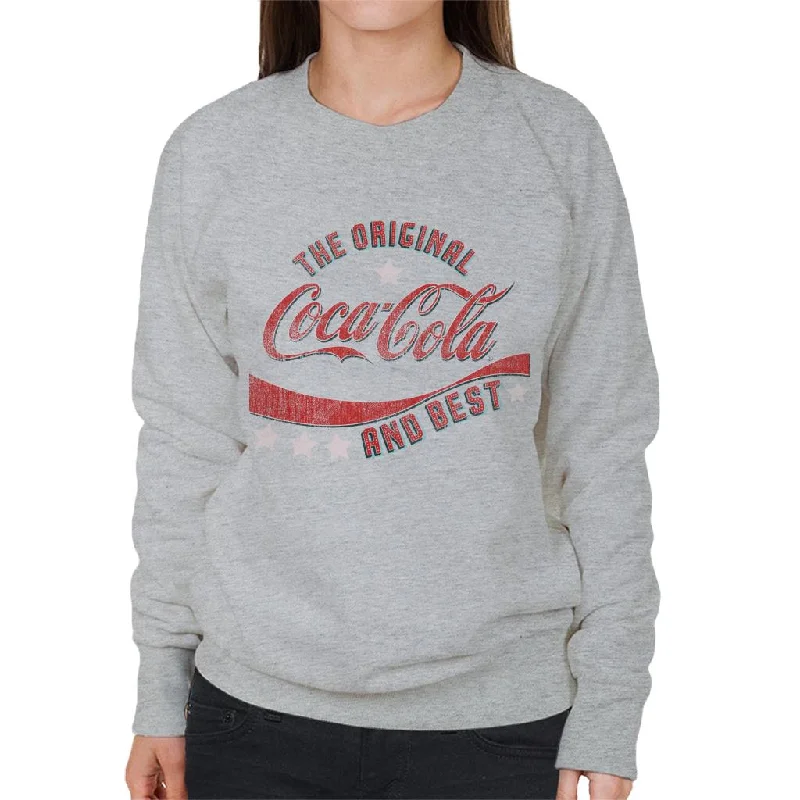 Coca Cola Stars The Original And The Best Women's Sweatshirt Hoodie with Distressed Vintage Worn Coca Cola Stars The Original And The Best Women's Sweatshirt Hoodie with Distressed Vintage Worn
