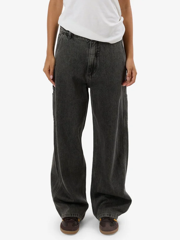 THRILLS Slouch Carpenter Jean - LIGHT CANTEEN-BLACK Casual Distressed Denim Jeans