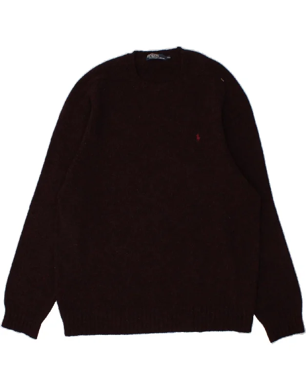 POLO RALPH LAUREN Mens Crew Neck Jumper Sweater 2XL Burgundy Wool Fleece Fabric Down Fabric Feather Fabric POLO RALPH LAUREN Mens Crew Neck Jumper Sweater 2XL Burgundy Wool Fleece Fabric Down Fabric Feather Fabric
