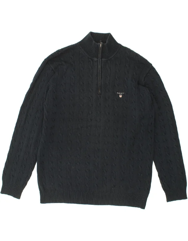 GANT Mens Zip Neck Jumper Sweater XL Navy Blue Cotton Stylish Fashionable Trendy
