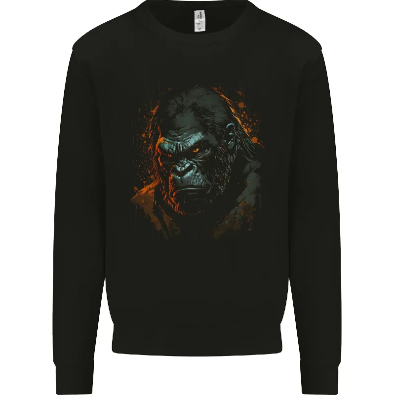 A Mean Gorilla Mens Sweatshirt Jumper Hoodie with Hem Patch Decorative Personalized