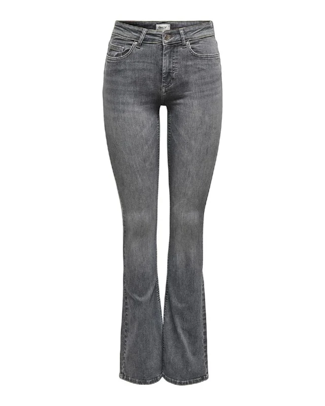 ONLY ONLJOY Dark Grey High Waist Slim Fit Bootcut Jeans for Women Comfortable Folded Hem Jeans ONLY ONLJOY Dark Grey High Waist Slim Fit Bootcut Jeans for Women Comfortable Folded Hem Jeans