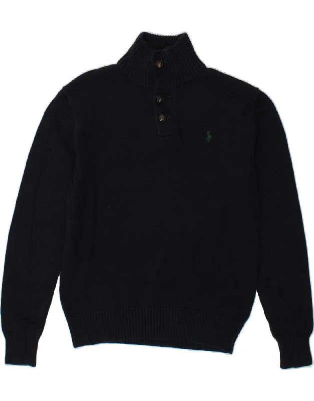 POLO RALPH LAUREN Mens Button Neck Jumper Sweater Medium Navy Blue Cotton Elegant Classic Vintage POLO RALPH LAUREN Mens Button Neck Jumper Sweater Medium Navy Blue Cotton Elegant Classic Vintage