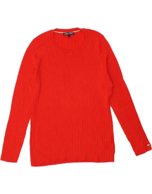 TOMMY HILFIGER Womens Boat Neck Jumper Sweater UK 14 Large Red Cotton Cashmere Blend Cotton Blend Poly Blend TOMMY HILFIGER Womens Boat Neck Jumper Sweater UK 14 Large Red Cotton Cashmere Blend Cotton Blend Poly Blend