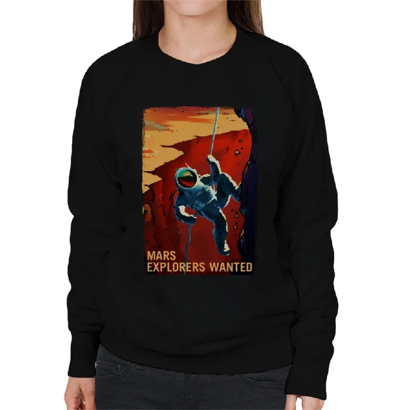 NASA Mars Explorers Wanted Women's Sweatshirt Hoodie with Monochrome Minimalist Simple NASA Mars Explorers Wanted Women's Sweatshirt Hoodie with Monochrome Minimalist Simple