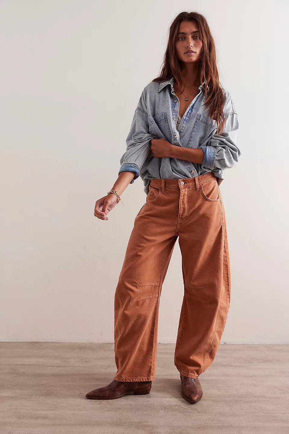 Free People We The Free Good Luck Mid-Rise Barrel Jeans - GINGER ROOT Chic Double Waistband Jeans Free People We The Free Good Luck Mid-Rise Barrel Jeans - GINGER ROOT Chic Double Waistband Jeans