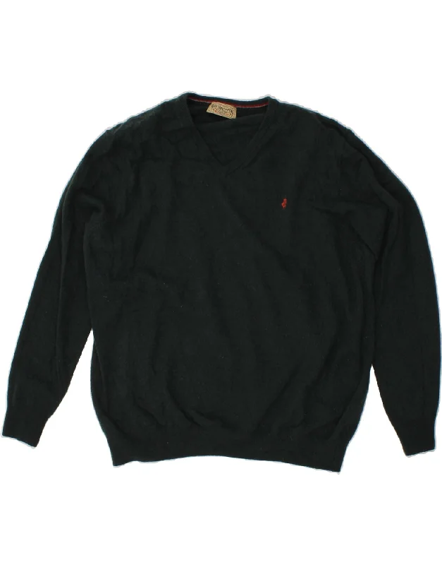 MARLBORO CLASSICS Mens V-Neck Jumper Sweater 2XL Green Wool Cable Knit Ribbed Knit Lace Knit MARLBORO CLASSICS Mens V-Neck Jumper Sweater 2XL Green Wool Cable Knit Ribbed Knit Lace Knit