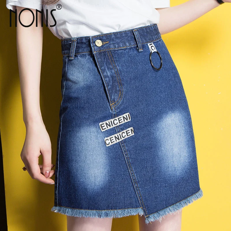 Nonis 2017 New Summer Women Skirt American A-line High Waist Denim Skirts Short Vintage Woman cowgirl Mini Jeans Skirt S-X Trendy Plus Size Jeans Nonis 2017 New Summer Women Skirt American A-line High Waist Denim Skirts Short Vintage Woman cowgirl Mini Jeans Skirt S-X Trendy Plus Size Jeans