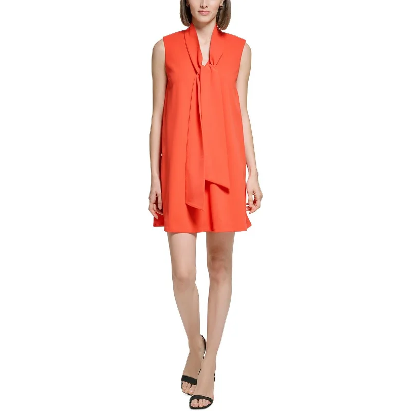 Womens Tie Neck Short Mini Dress Fashionable Party Mini Dress