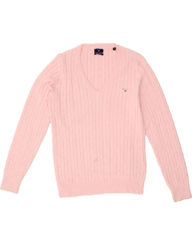 GANT Womens V-Neck Jumper Sweater UK 20 2XL Pink Cotton Hooded Sweater Collared Sweater Shawl Collar GANT Womens V-Neck Jumper Sweater UK 20 2XL Pink Cotton Hooded Sweater Collared Sweater Shawl Collar