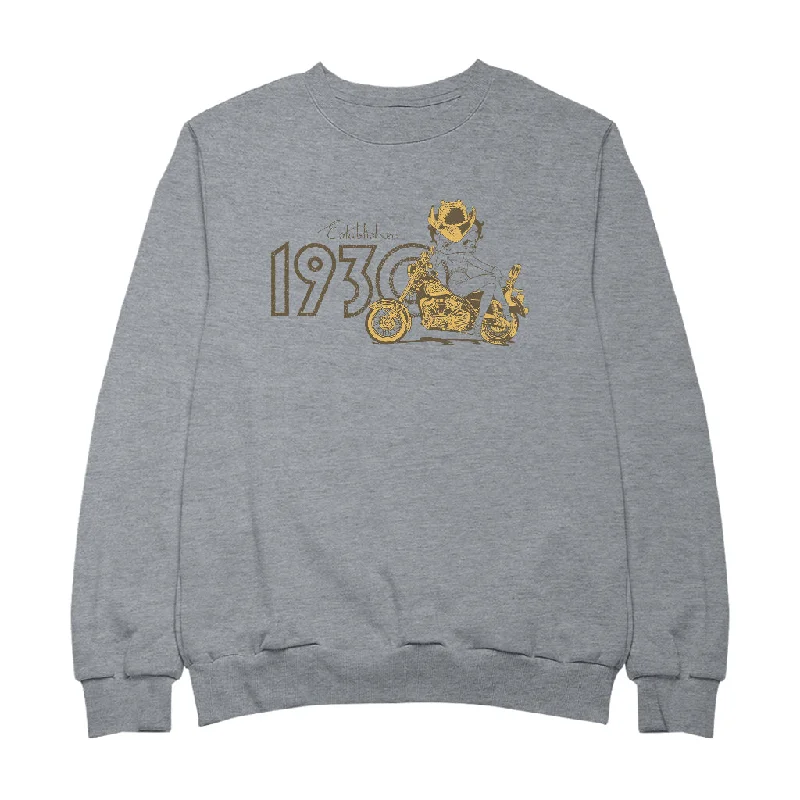 Betty Boop Biker Betty Established 1930 Women's Sweatshirt Hoodie with Belted Waist Structured Tailored Betty Boop Biker Betty Established 1930 Women's Sweatshirt Hoodie with Belted Waist Structured Tailored